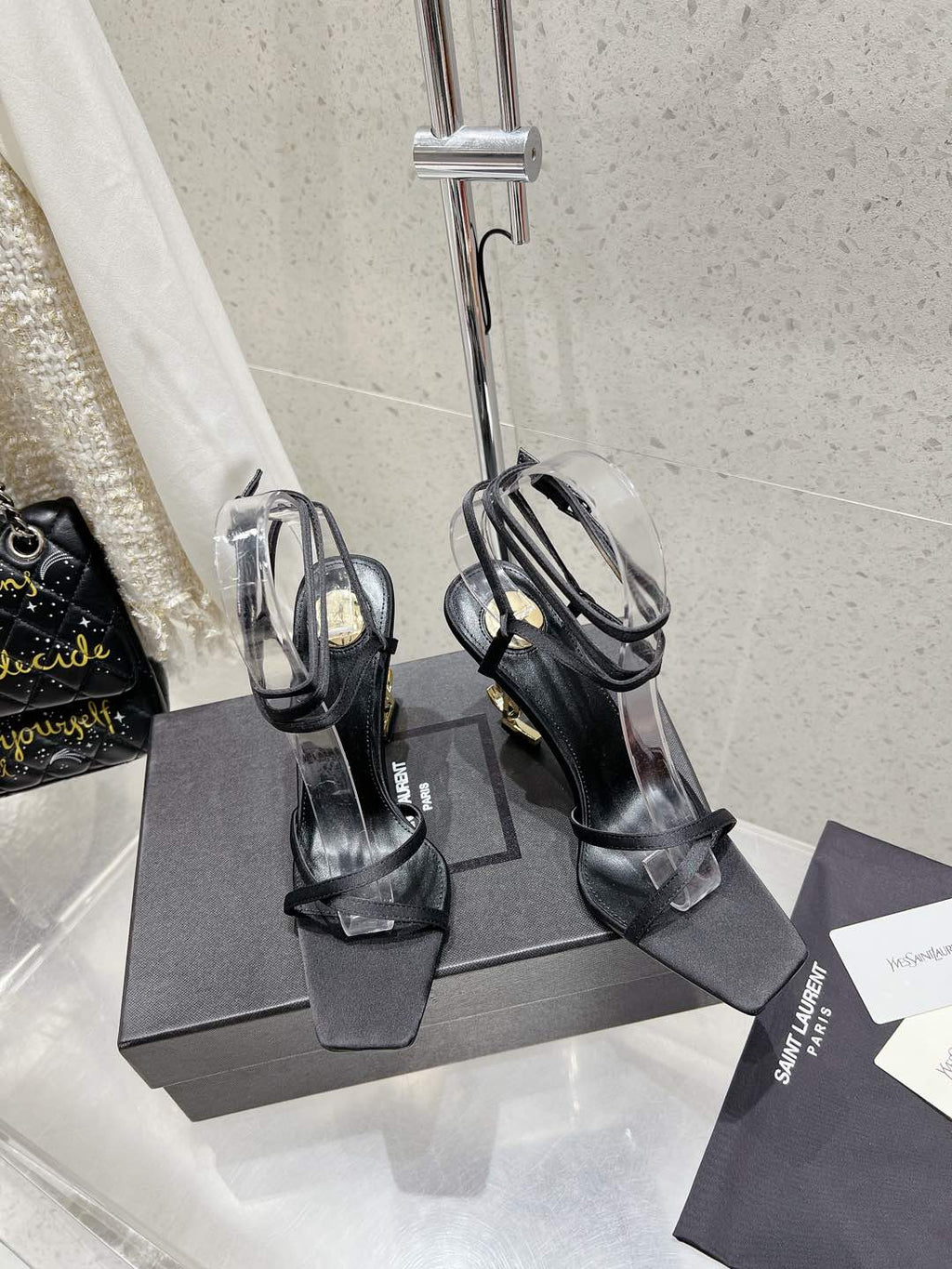 HIGH-HEEL 85 MM SANDAL MULE IN BLACK SILK