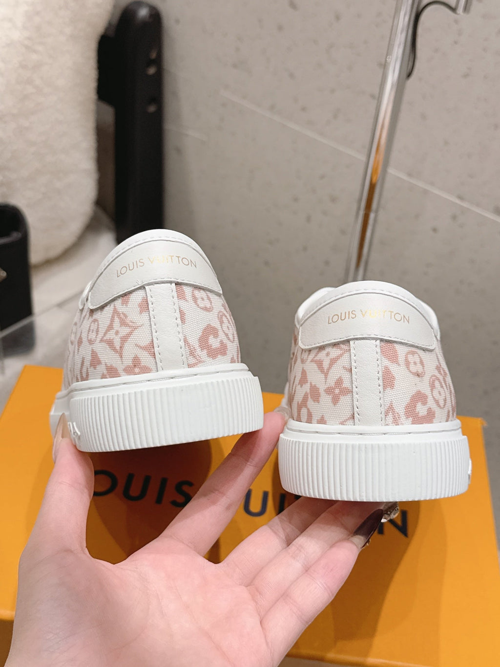 LV 26S LOW TOP SNEAKERS IN PINK MONOGRAM CANVAS AND WHITE CALFSKIN TRIM