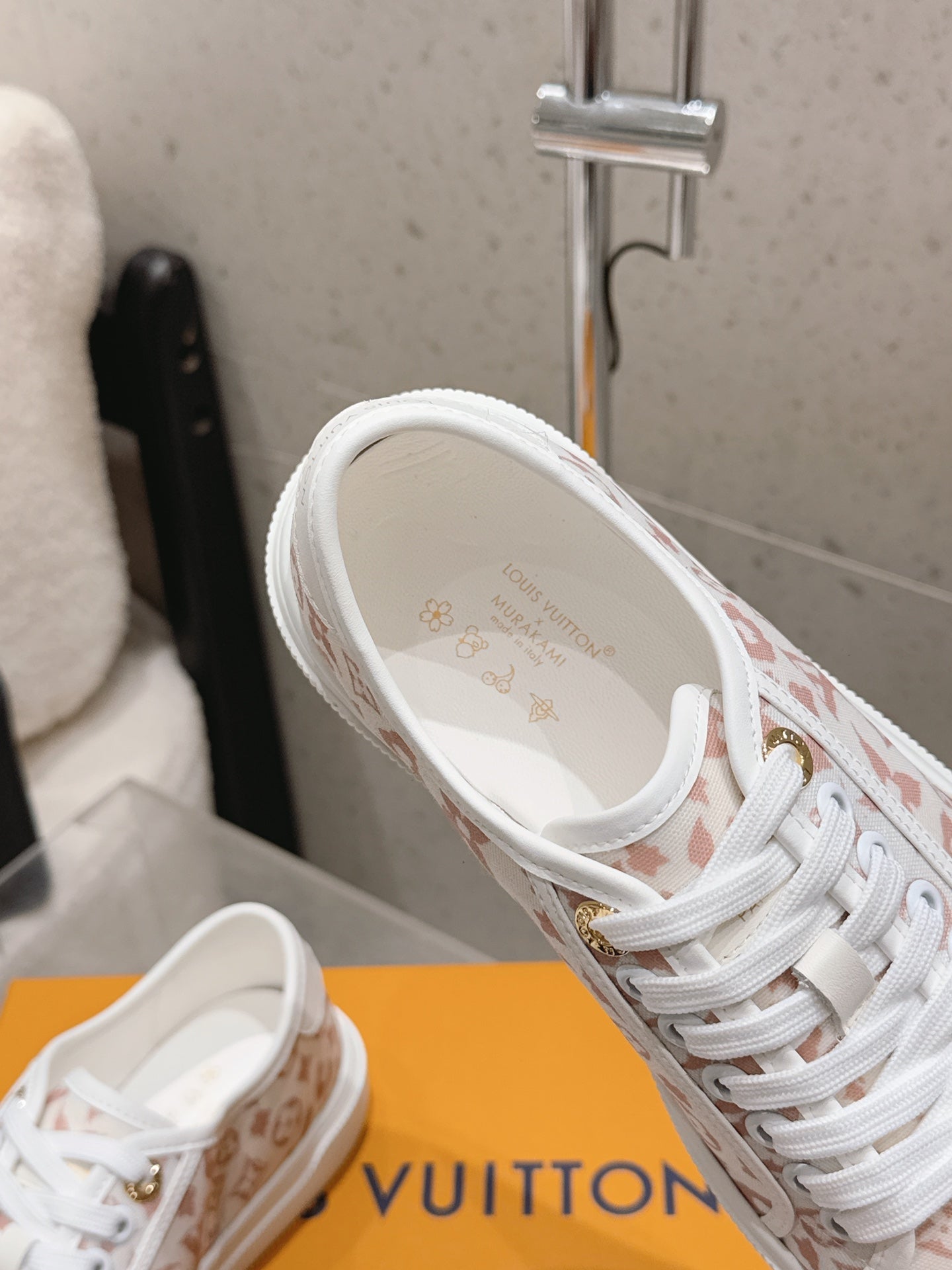 LV 26S LOW TOP SNEAKERS IN PINK MONOGRAM CANVAS AND WHITE CALFSKIN TRIM