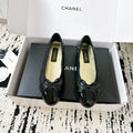 BALLET FLATS BOW IN BLACK CALFSKIN QUILTED