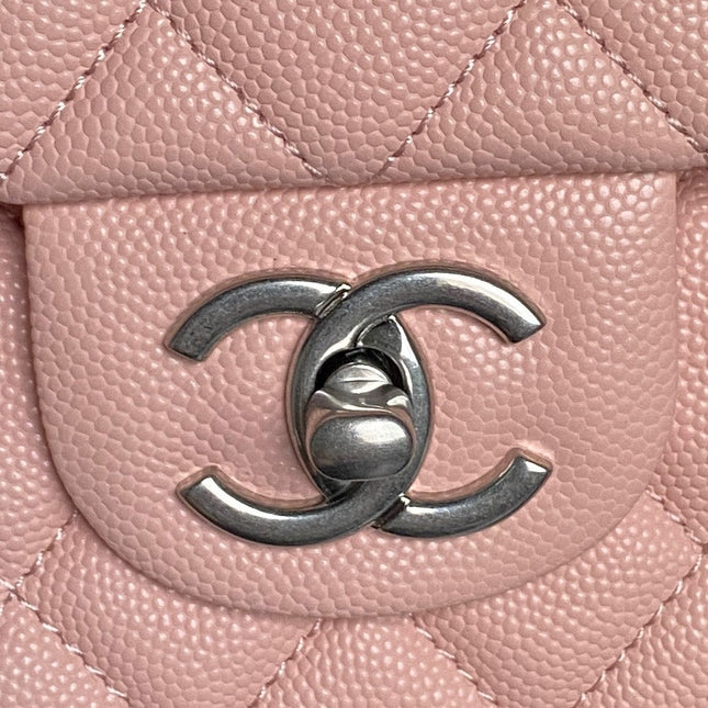 CHANEL 25S FLAP BAG 22 IN PINK CALFSKIN SILVER HARDWARE
