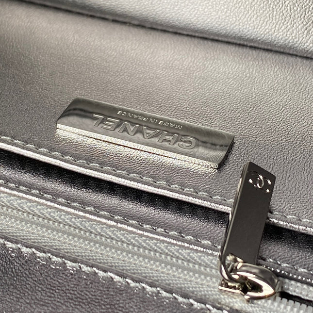 CHANEL 25S FLAP BAG 29 IN SILVER METALLIC CALFSKIN