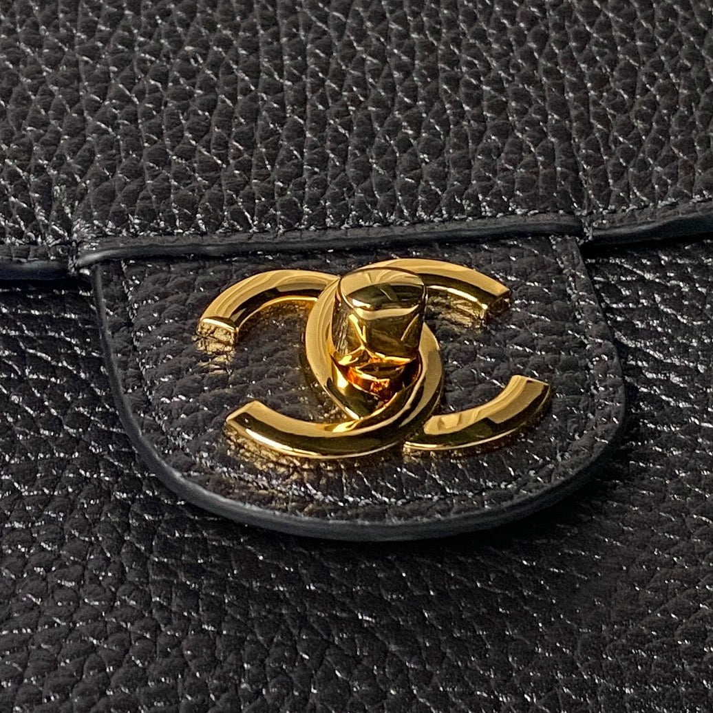 CHANEL 26S CC LOGO SHOULDER BAG 32 IN BLACK GRAINED CALFSKIN