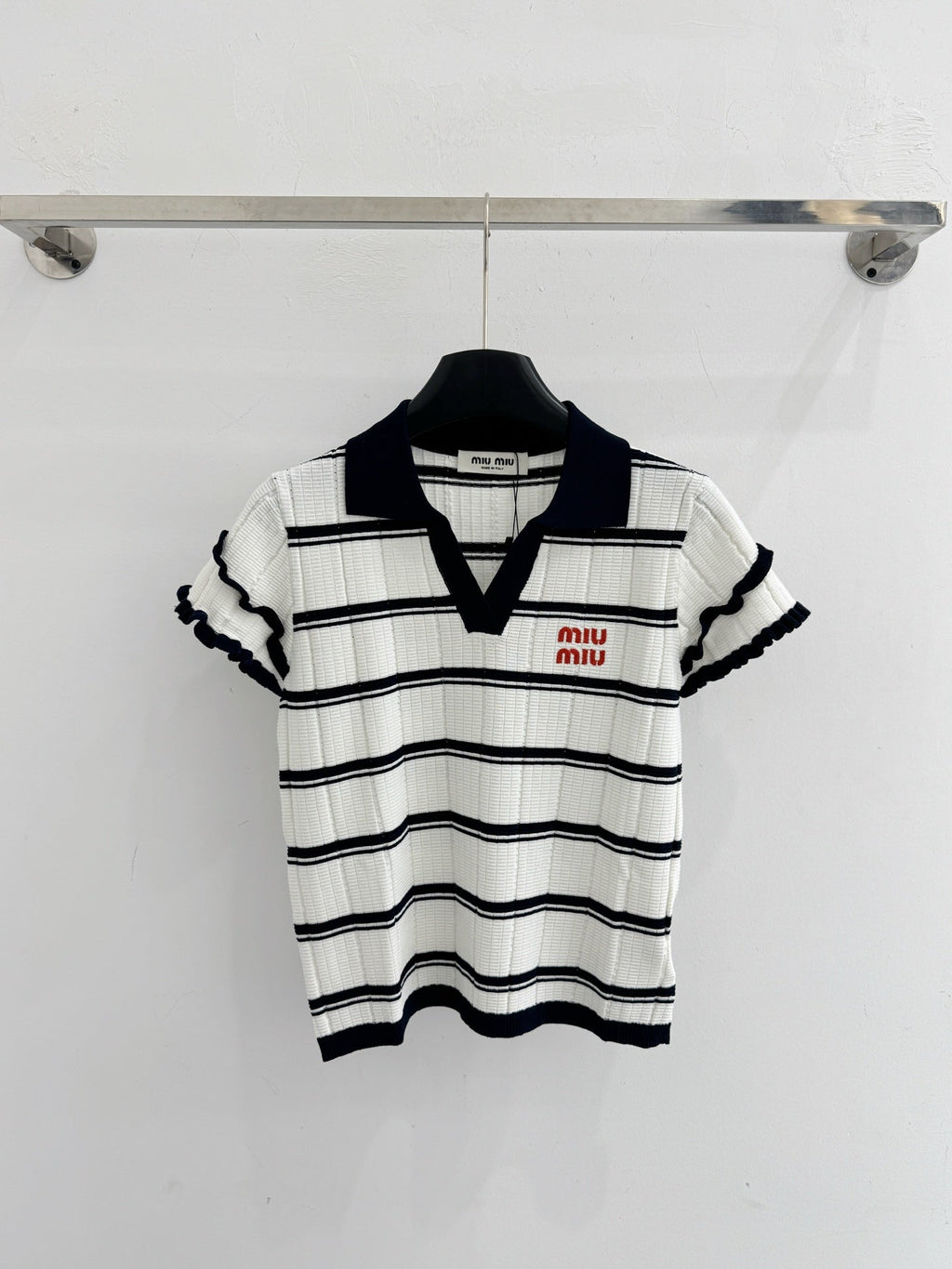 MIUMIU 26S SHORT-SLEEVED KNIT POLO SHIRT STYLE 1093