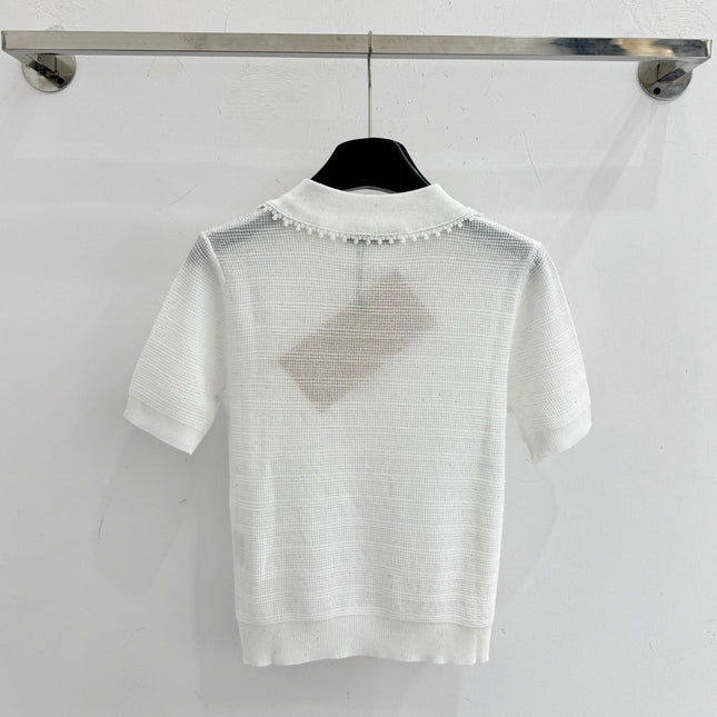 MIUMIU 26S SHORT-SLEEVED KNIT POLO SHIRT STYLE 1065