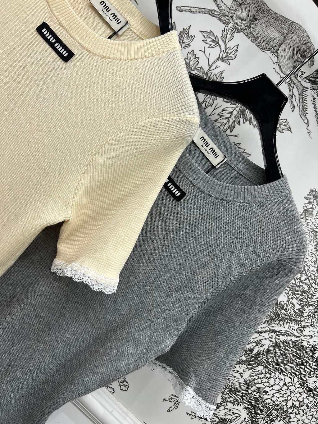 MIUMIU CROPPED KNIT FITTED TOP 268661
