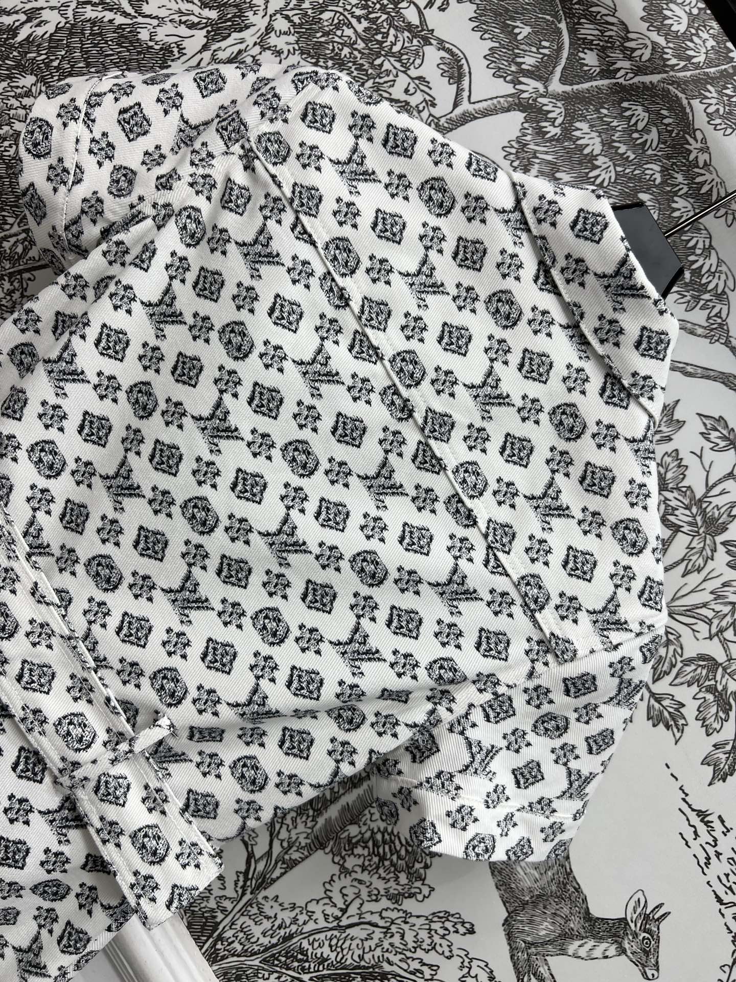LV JACQUARD PATTERN ROUND NECK DENIM DRESS 274622