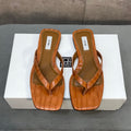 THE ROW 26S SQUARE TOE THONG SANDALS IN CARAMEL BROWN CROCODILE EMBOSSED CALFSKIN