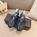 ALAIA 26S MESH FLATS IN NAVY BLUE SUEDE