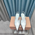 SLINGBACK WHITE LAMBSKIN WITH T- STRAPS