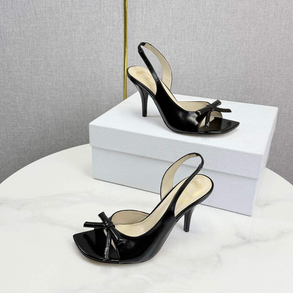 DIOR 26S HIGH-HEEL BACK-STRAP SHOES IN BLACK CALFSKIN