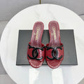 CHANEL 26S BLOCK HEEL SANDALS 40 MM IN RED CROCODILE-EMBOSSED CALFSKIN