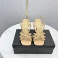 CHANEL 26S CHAIN STRAP HIGH HEELS 65 MM IN BEIGE LAMBSKIN