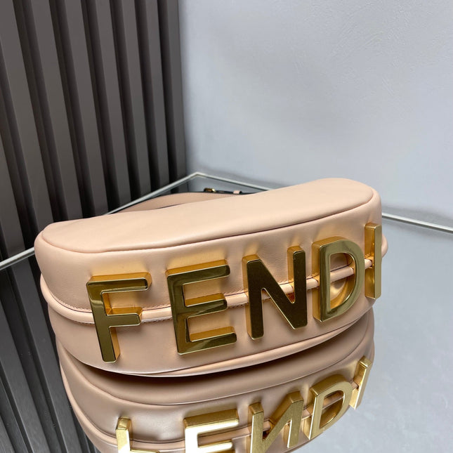 FENDIGRAPHY MEDIUM 29 IN BISQUE SMOOTH LAMBSKIN GOLD HARDWARE