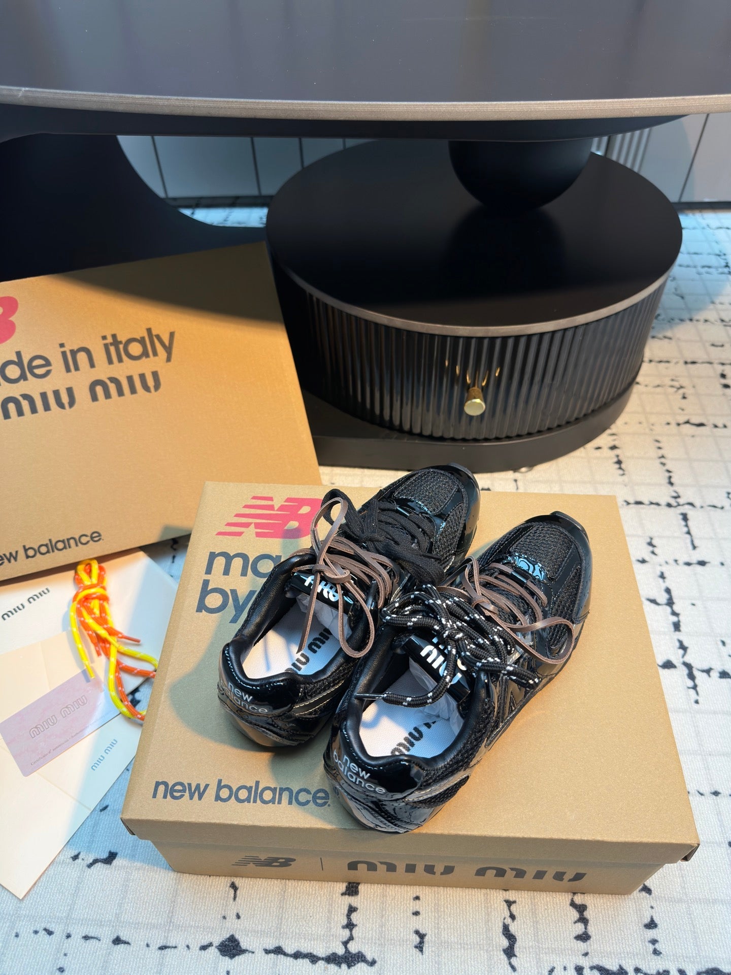 MIUMIU 26S RUNNING SNEAKERS IN BLACK CALFSKIN AND MESH RUBBER SOLE