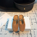 THE ROW 26S MARY JANE MULES 20MM IN CARAMEL BROWN SUEDE