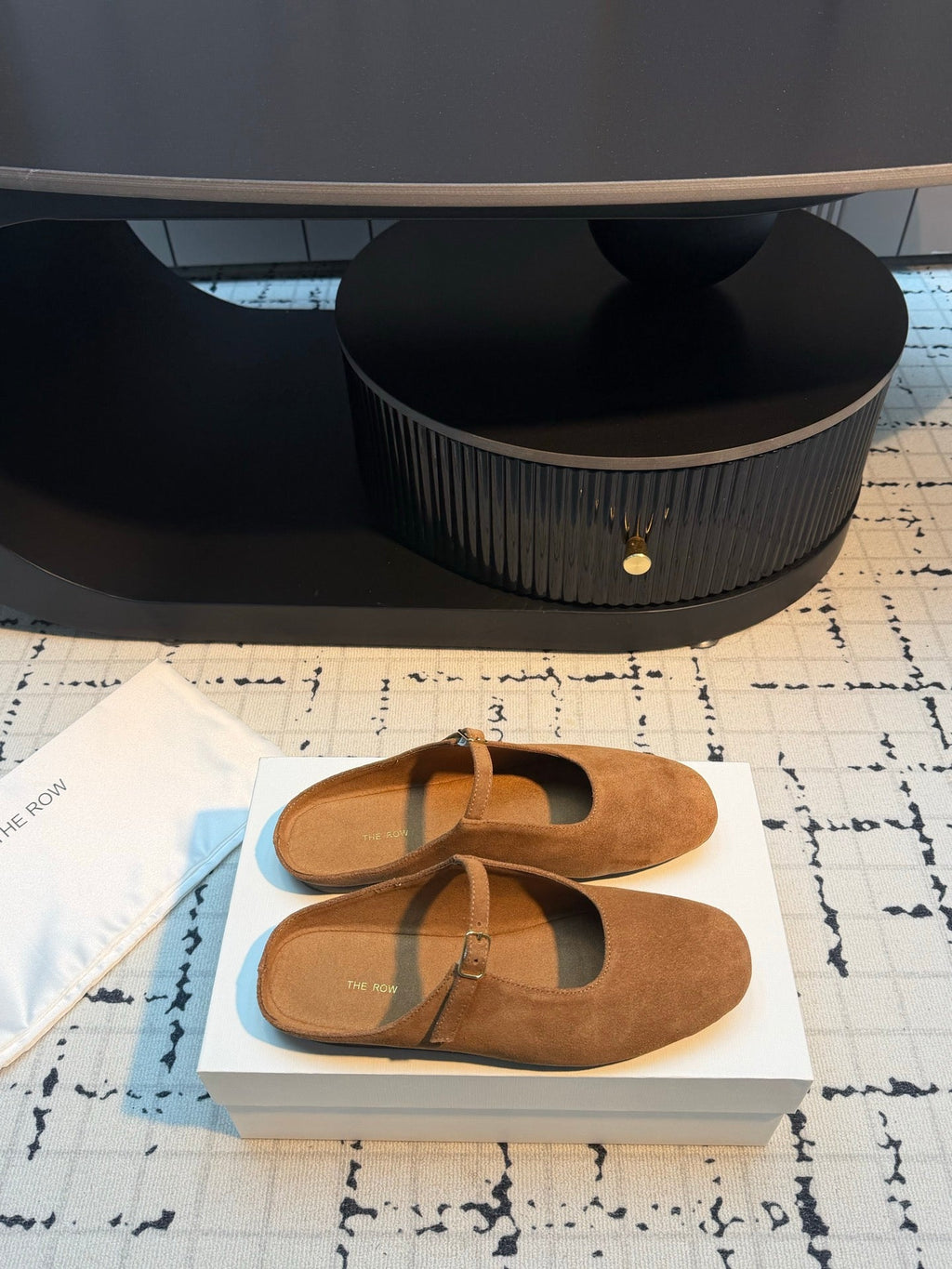 THE ROW 26S MARY JANE MULES 20MM IN CARAMEL BROWN SUEDE