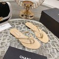 Double CC Flip  Flop Thongs Beige Cream Sheepskin