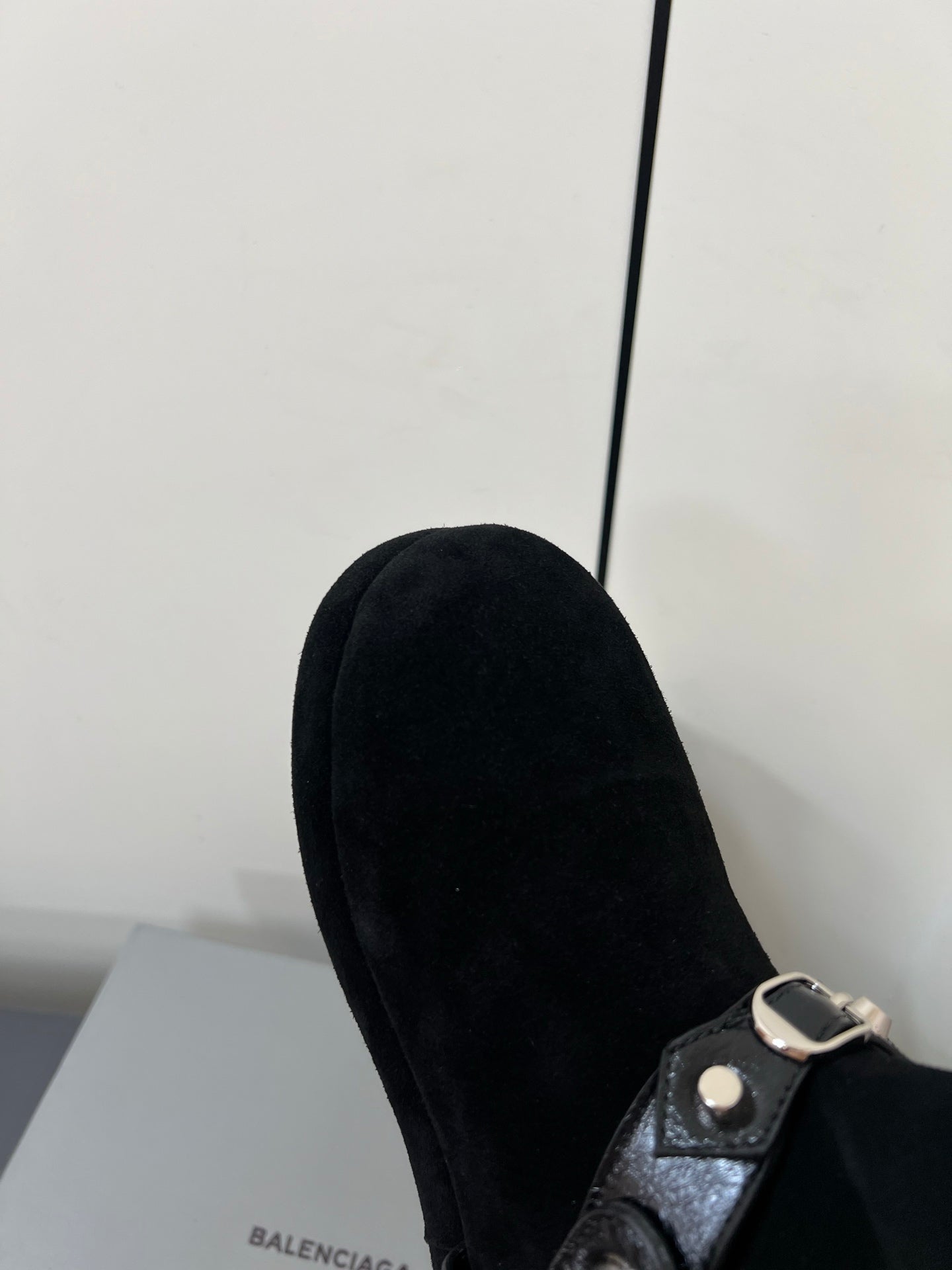 BALENCIAGA 25S ALASKA ANKLE BOOTS IN BLACK SUEDE AND LAMBSKIN WITH SILVER HARDWARE