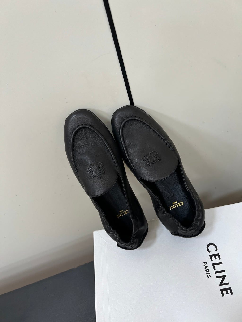 CELINE 26S MAILLON TRIOMPHE LOAFER IN BLACK SOFT CALFSKIN
