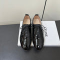 CELINE 26S MINIMAL LACE-UP SHOES IN BLACK GLOSSY CALFSKIN