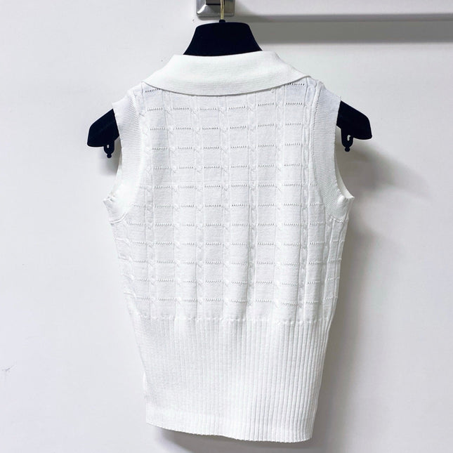 LOEWE 26S SLEEVELESS KNIT POLO TOP 413