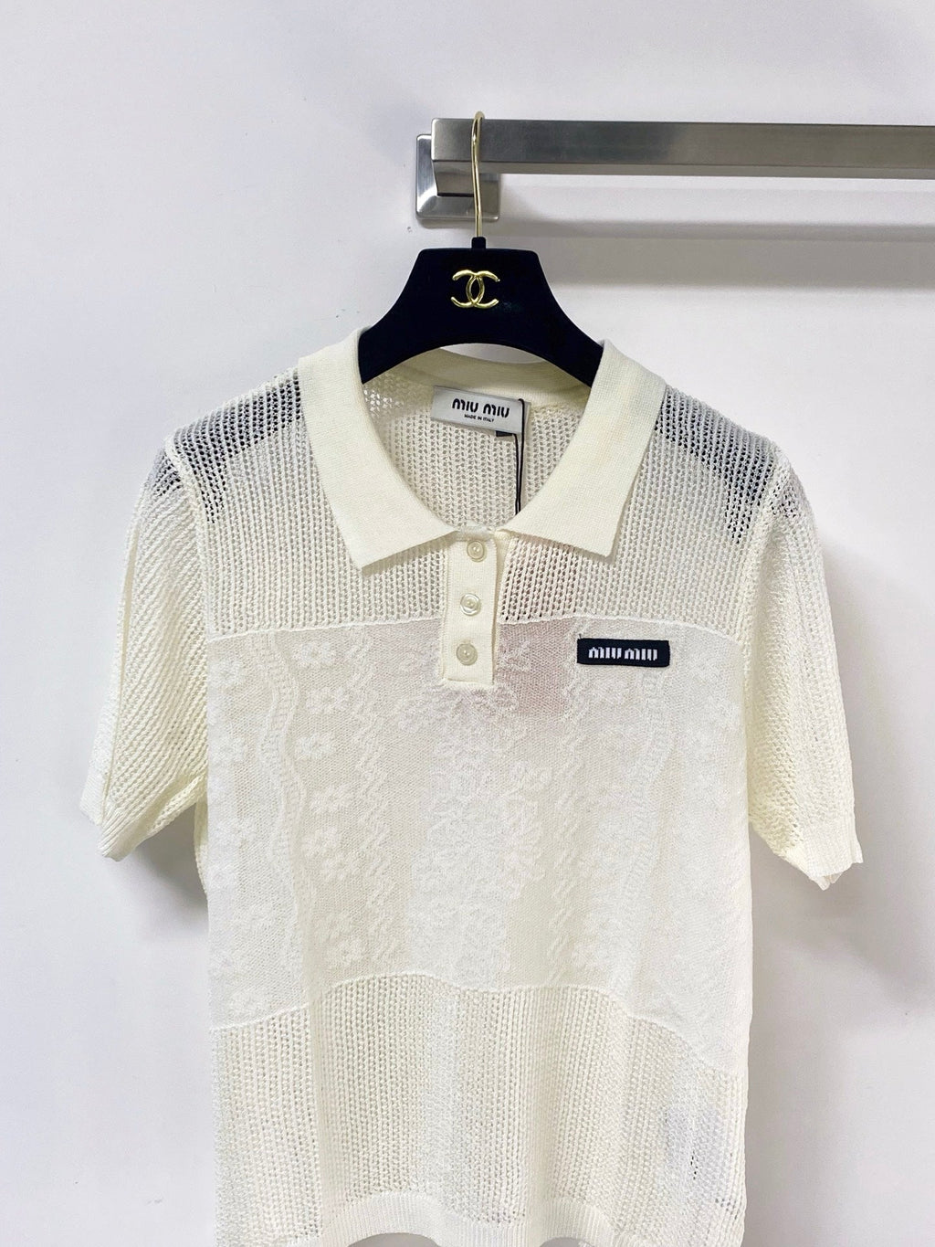 MIUMIU 26S KNIT SHORT SLEEVE POLO SHIRT 1219