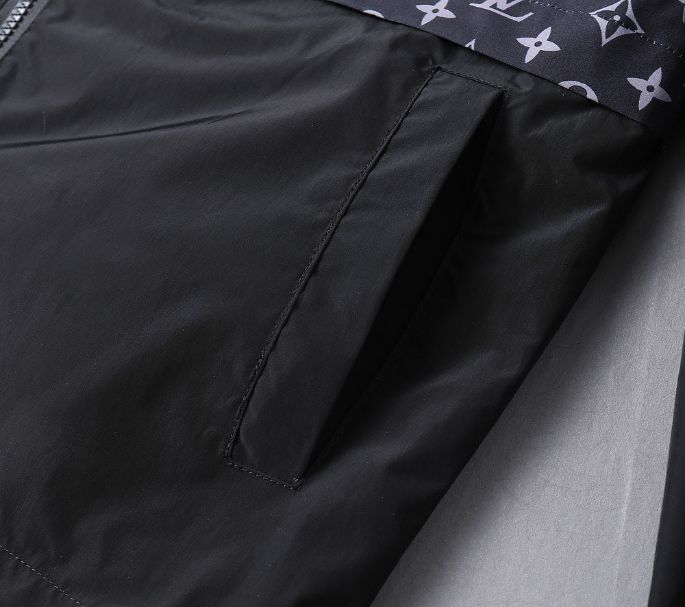 LV HOODED JACKET NAVY BLUE MONOGRAM AND BLACK 239169