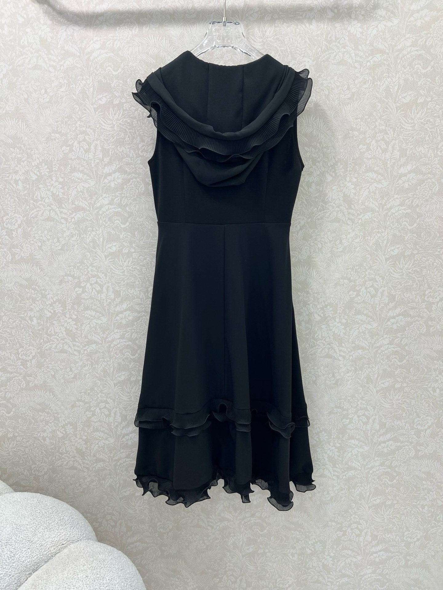 DIOR SLEEVELESS DRESS WITH RUFFLED SHOULDERS AND HEM 269143