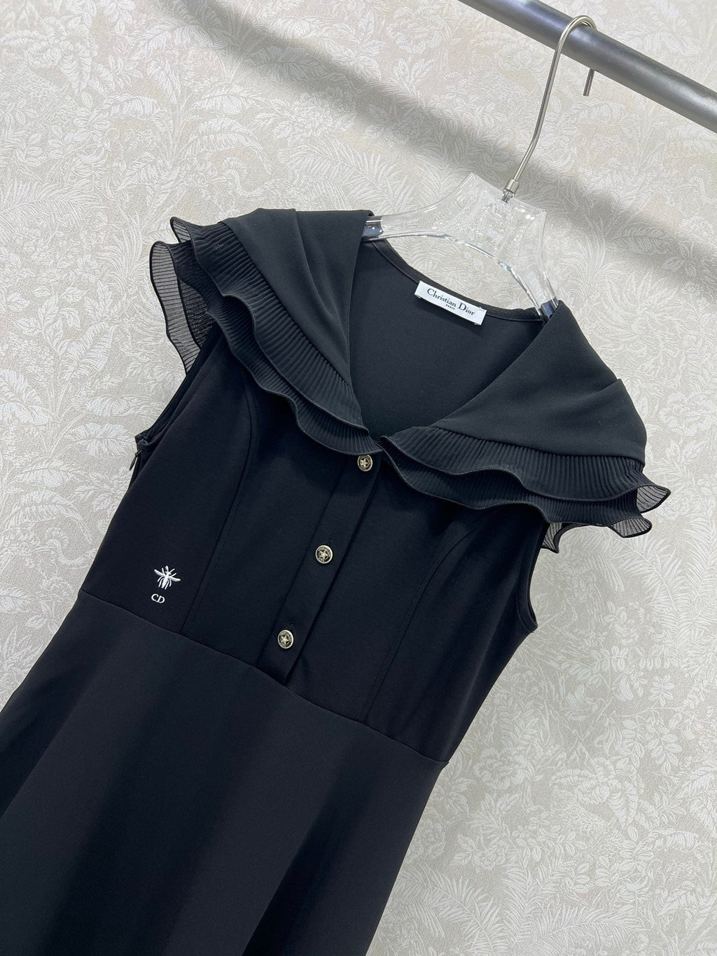DIOR SLEEVELESS DRESS WITH RUFFLED SHOULDERS AND HEM 269143