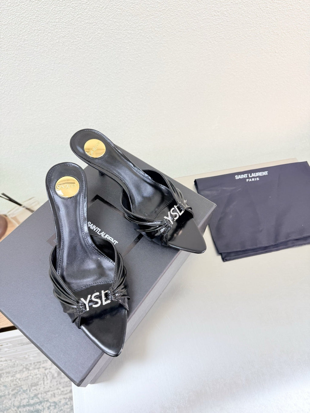 YSL 26S HIGH HEEL SANDALS 65 MM IN BLACK CALFSKIN