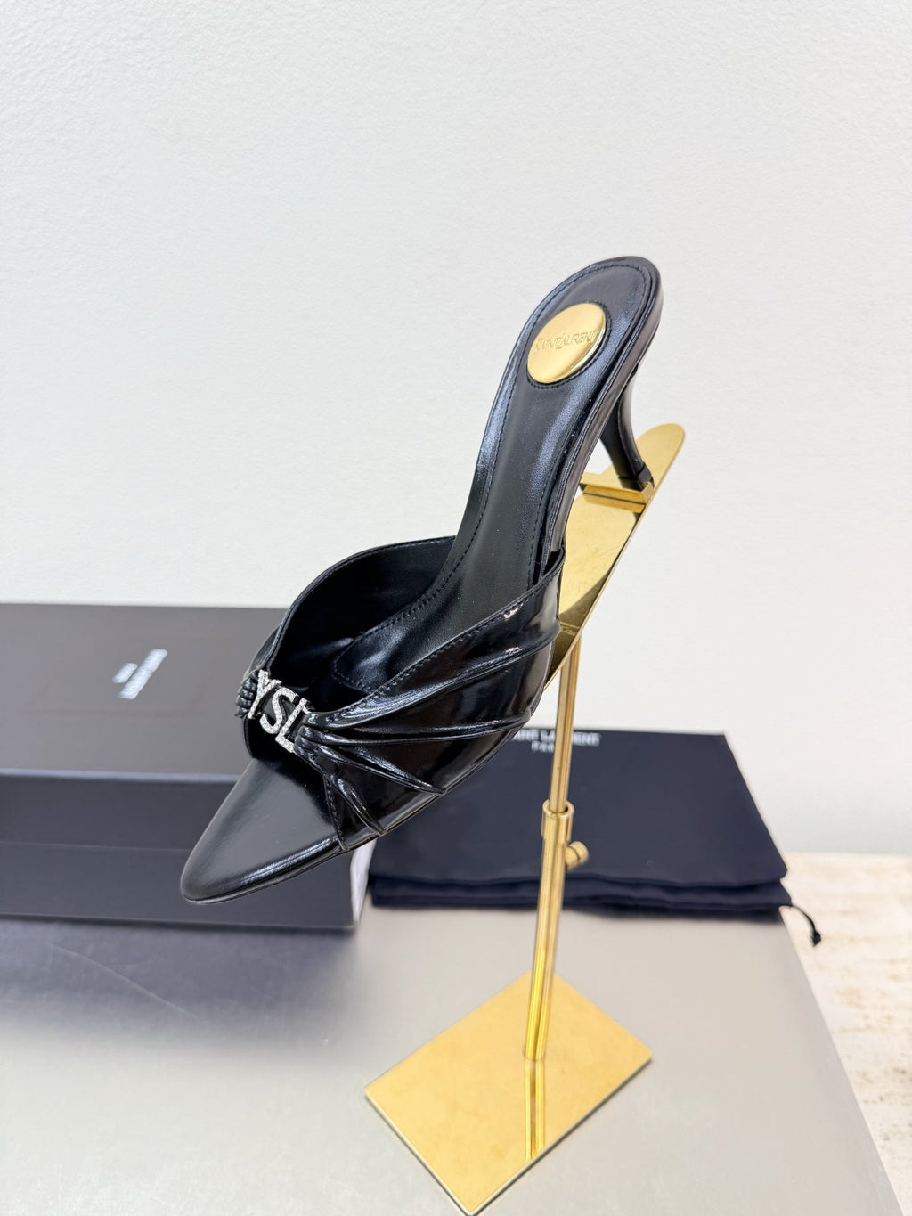 YSL 26S HIGH HEEL SANDALS 65 MM IN BLACK CALFSKIN