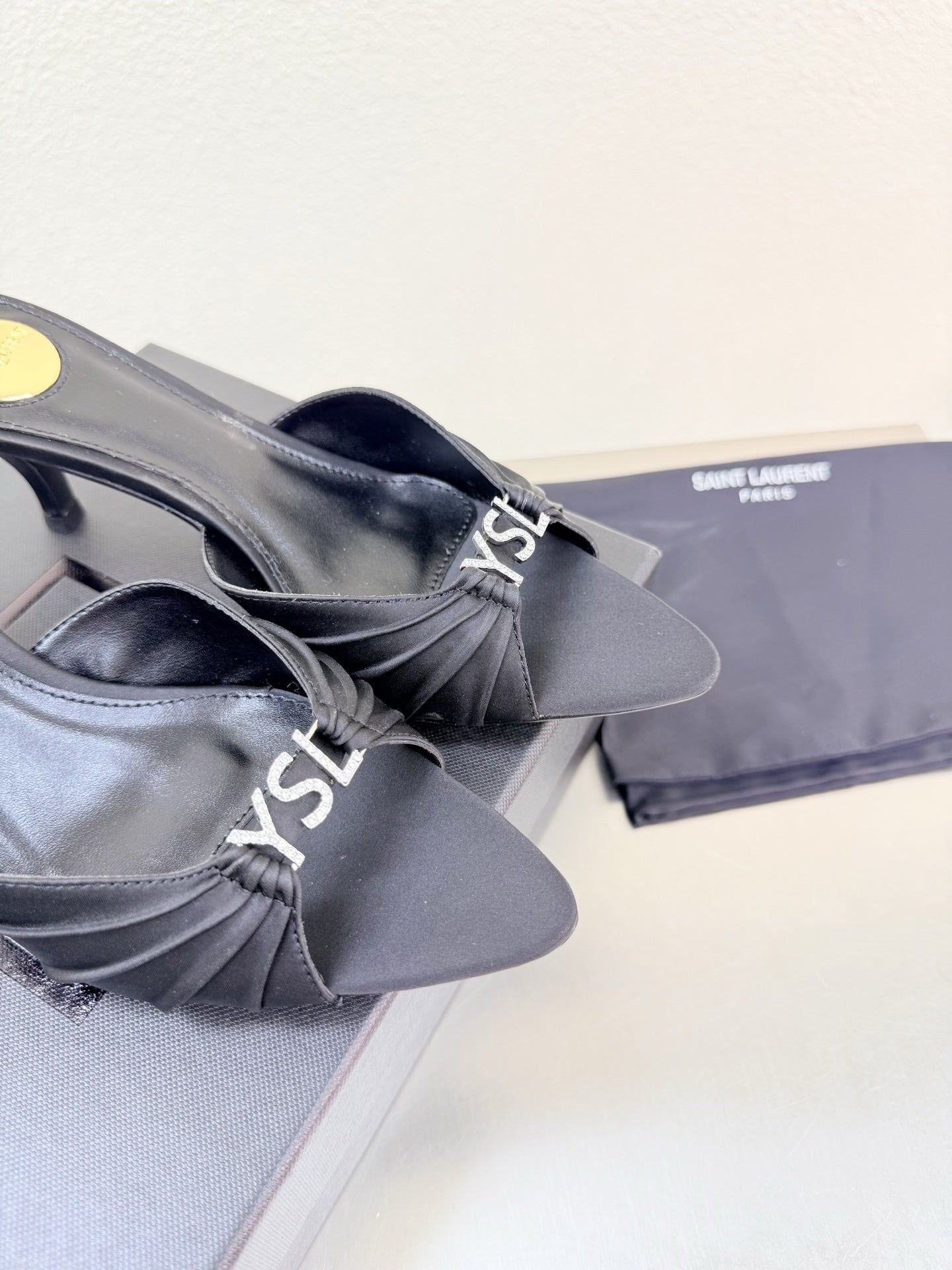 YSL 26S HIGH HEEL SANDALS 65 MM IN BLACK FABRIC