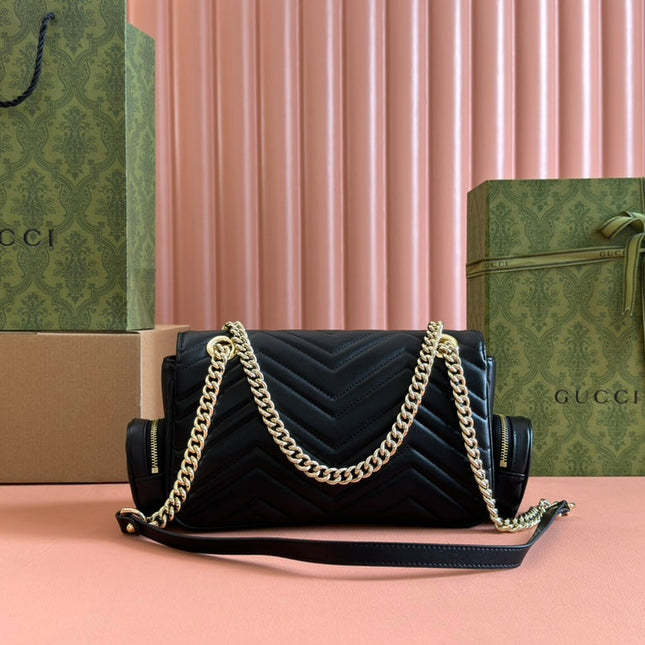 MARMONT SMALL MULTI-POCKET BAG 25 IN BLACK CALFSKIN GOLD HARDWARE