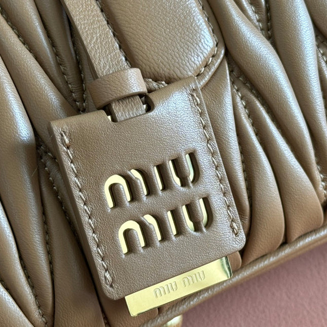 ARCADIE MATELASSÉ BAG 22 IN TAWNY BROWN GLOSSY LAMBSKIN