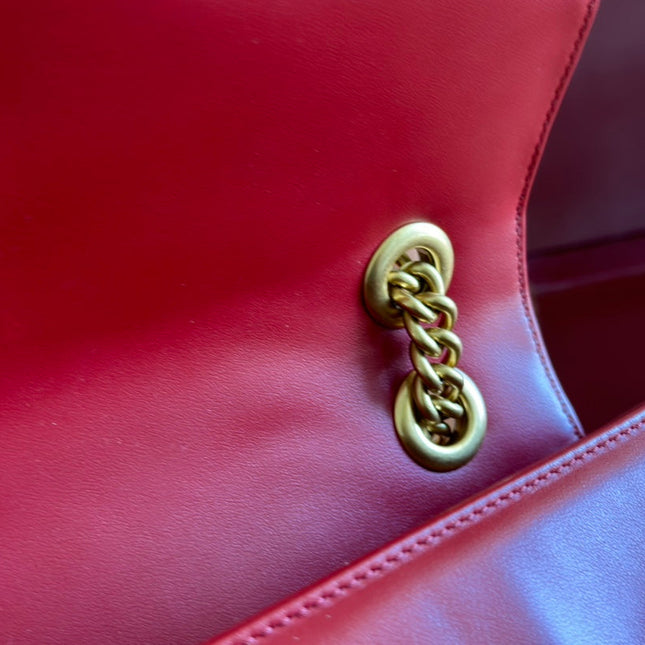 MARMONT SHOULDER BAG 31 IN RED CALFSKIN GOLD CHAIN
