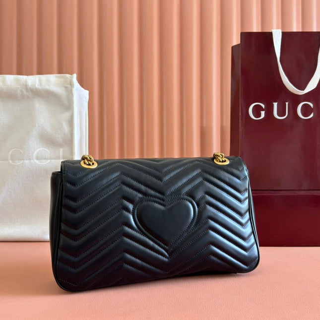 MARMONT SHOULDER BAG 31 IN BLACK CALFSKIN GOLD CHAIN
