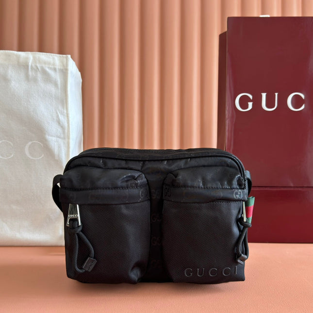 GUCCI NEXUS SMALL CROSSBODY BAG 37 IN BLACK NYLON