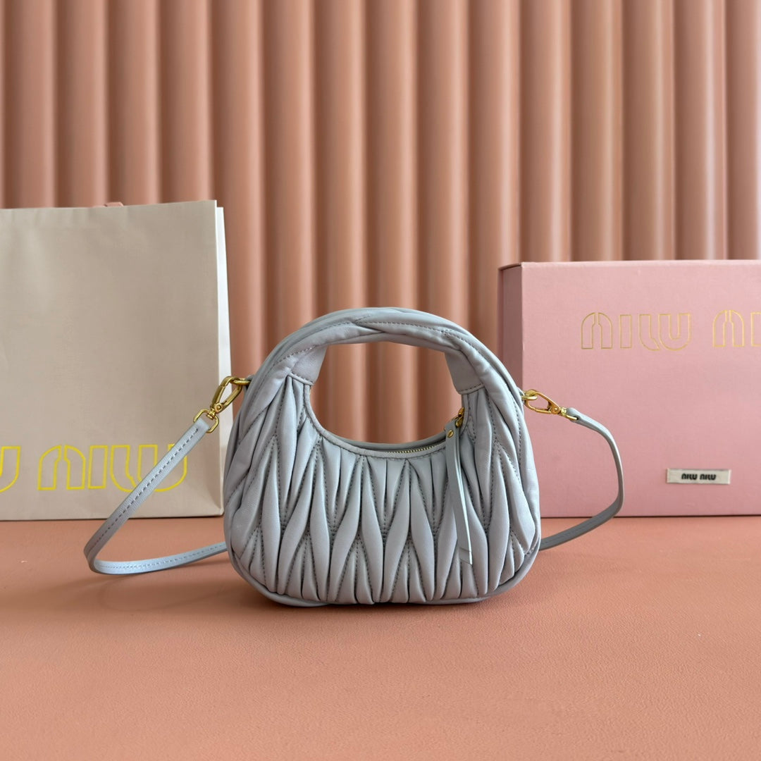 WANDER MATELASSÉ NAPPA MINI BAG 18 IN LIGHT BLUE LAMBSKIN