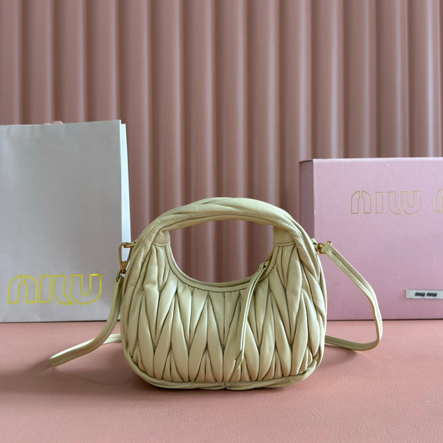WANDER MATELASSÉ NAPPA MINI BAG 18 IN LIGHT OLIVE GRAY LAMBSKIN