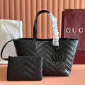 GUCCI 26S GG MARMONT TOTE BAG 30 IN BLACK CALFSKIN