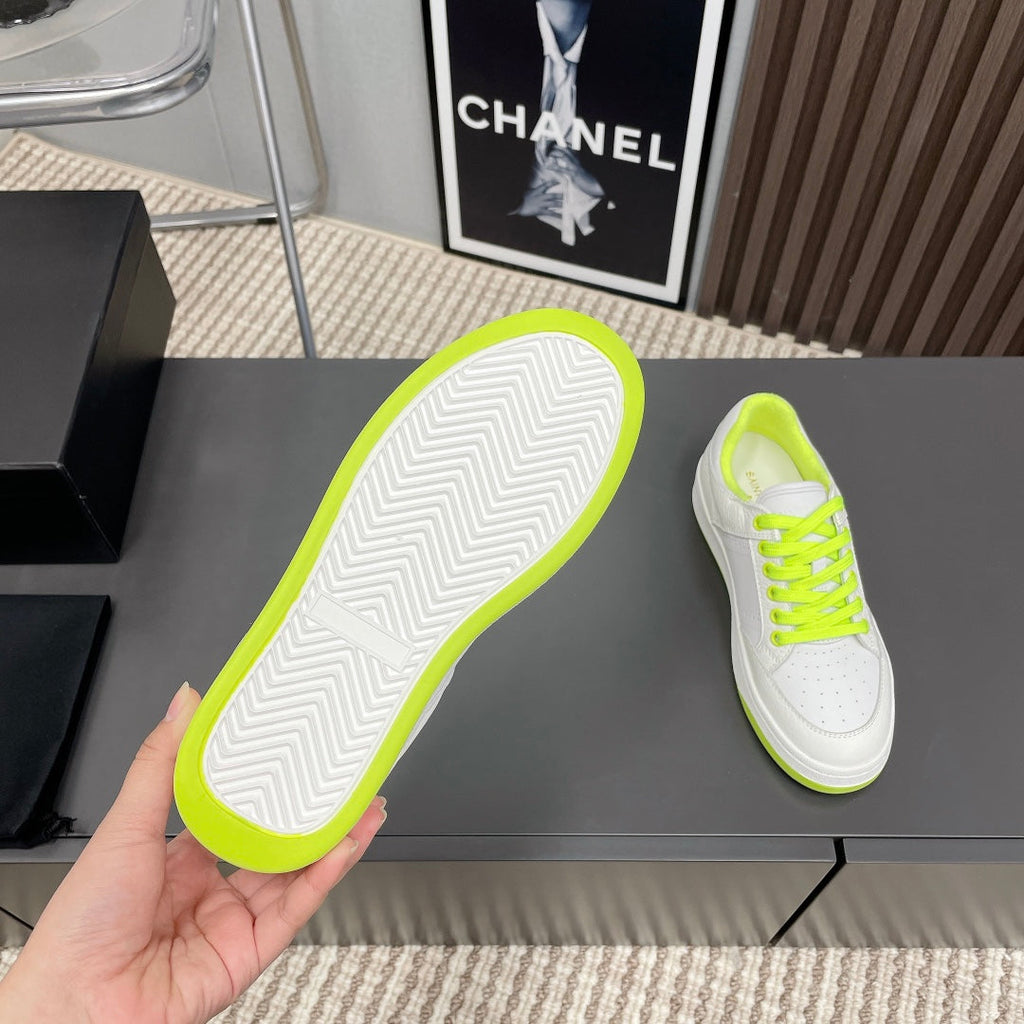 SL/61 SNEAKERS IN WHITE MIX NEON YELLOW CALFSKIN
