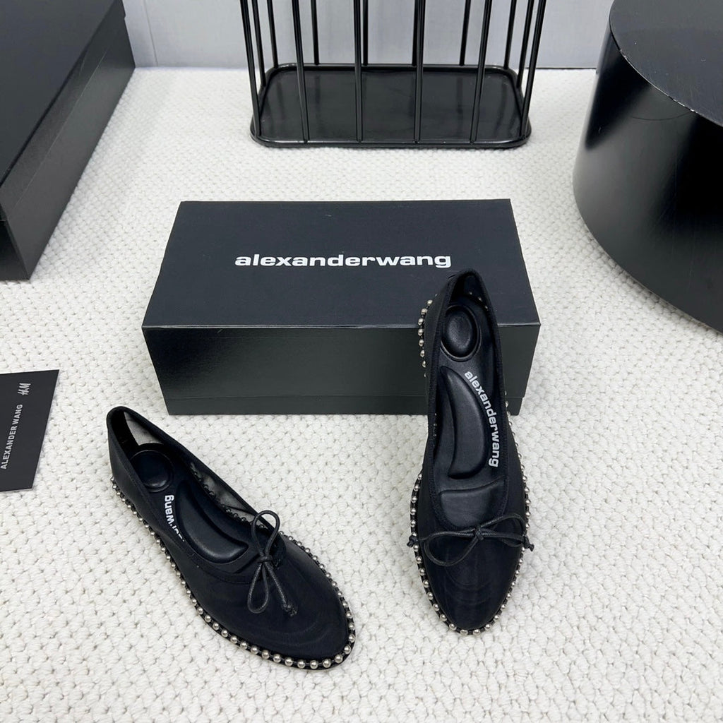 LINA BALLCHAIN FLAT IN BLACK MESH