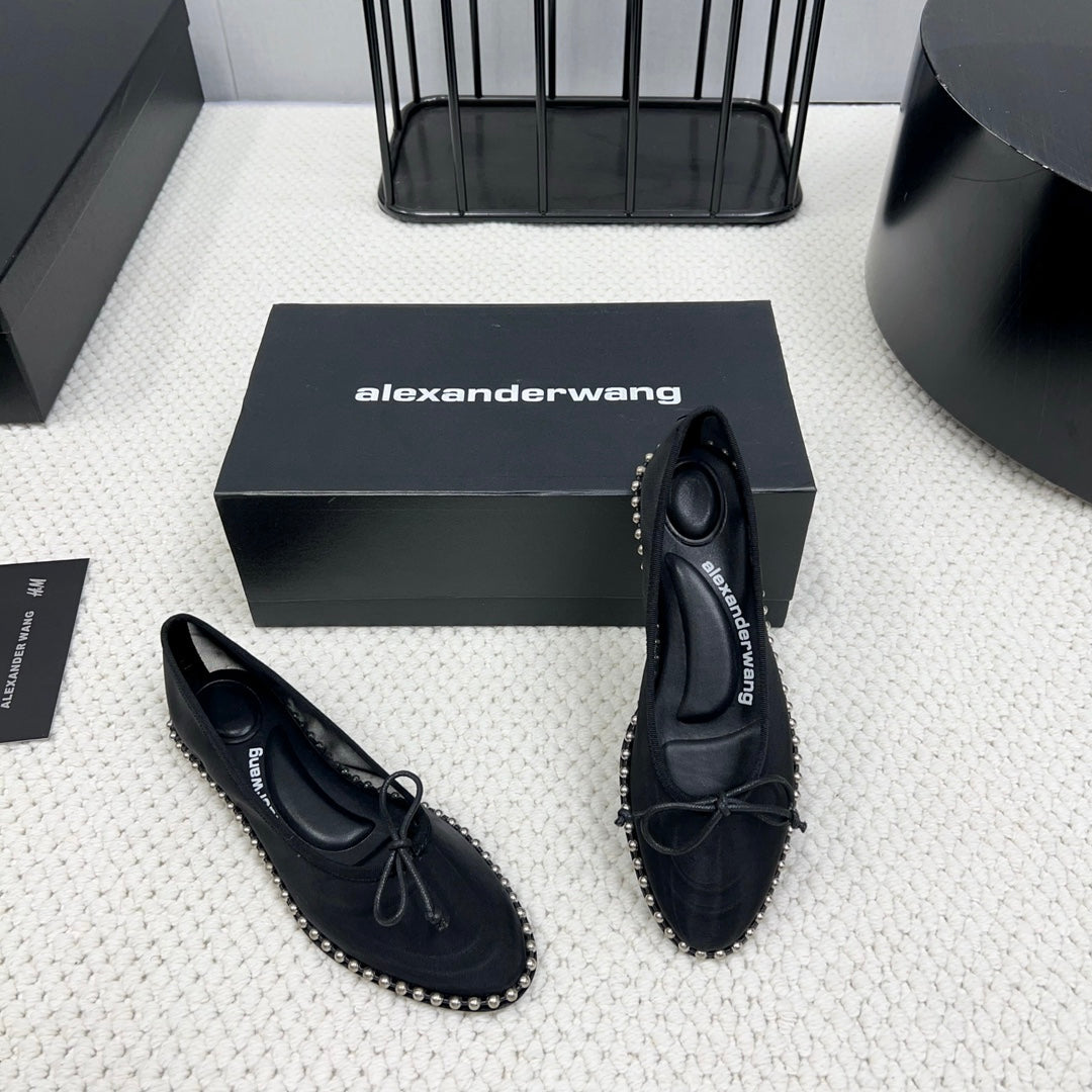 LINA BALLCHAIN FLAT IN BLACK MESH