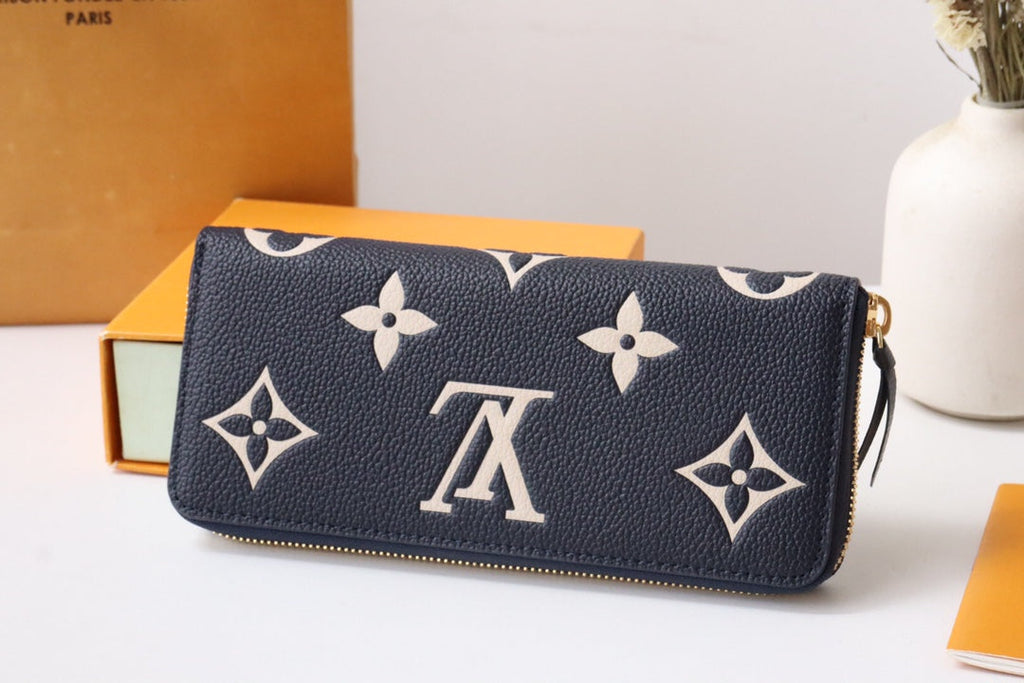 LV MONOGRAM LONG WALLET 20 IN BLACK AND CREAM GRAINED CALFSKIN