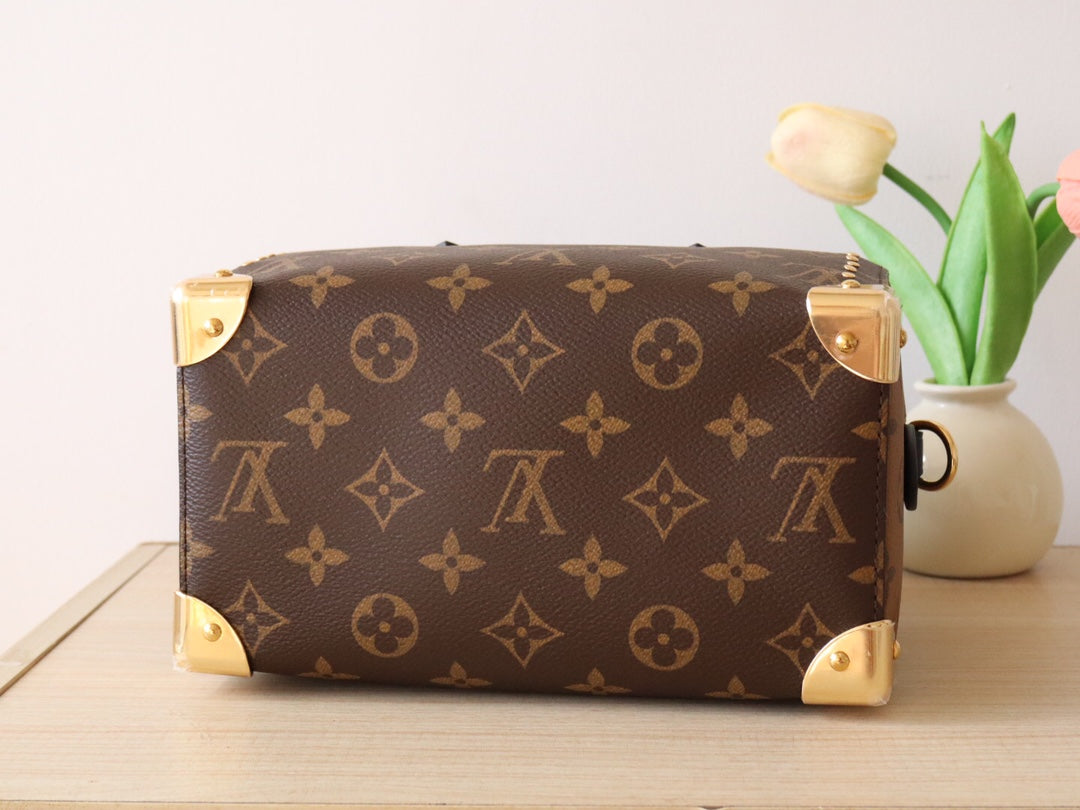 LV 26S SPEEDY TRUNK 20 IN BROWN AND BLACK MONOGRAM CANVAS