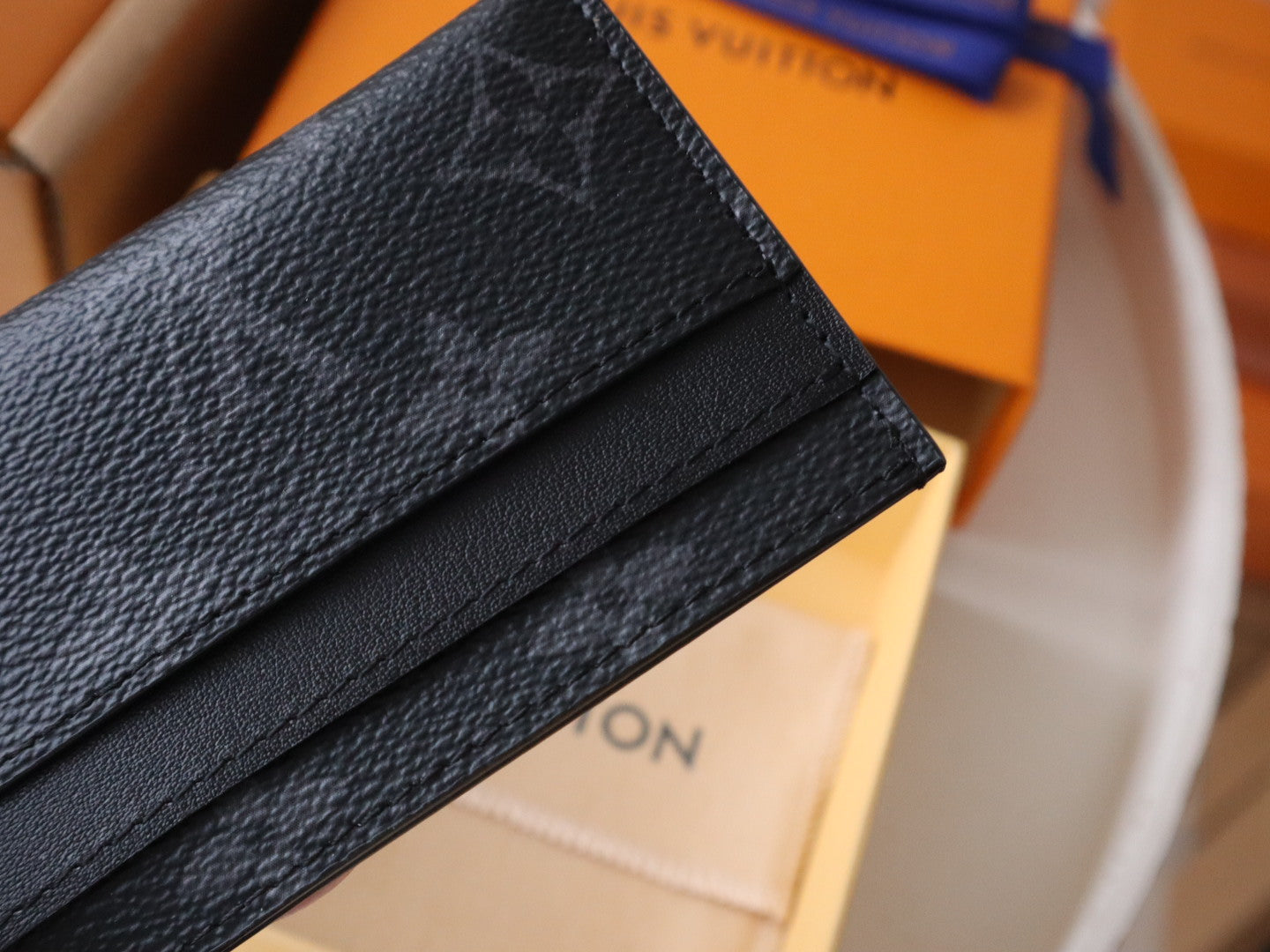 LV MONOGRAM CARD HOLDER 11 IN BLACK CALFSKIN