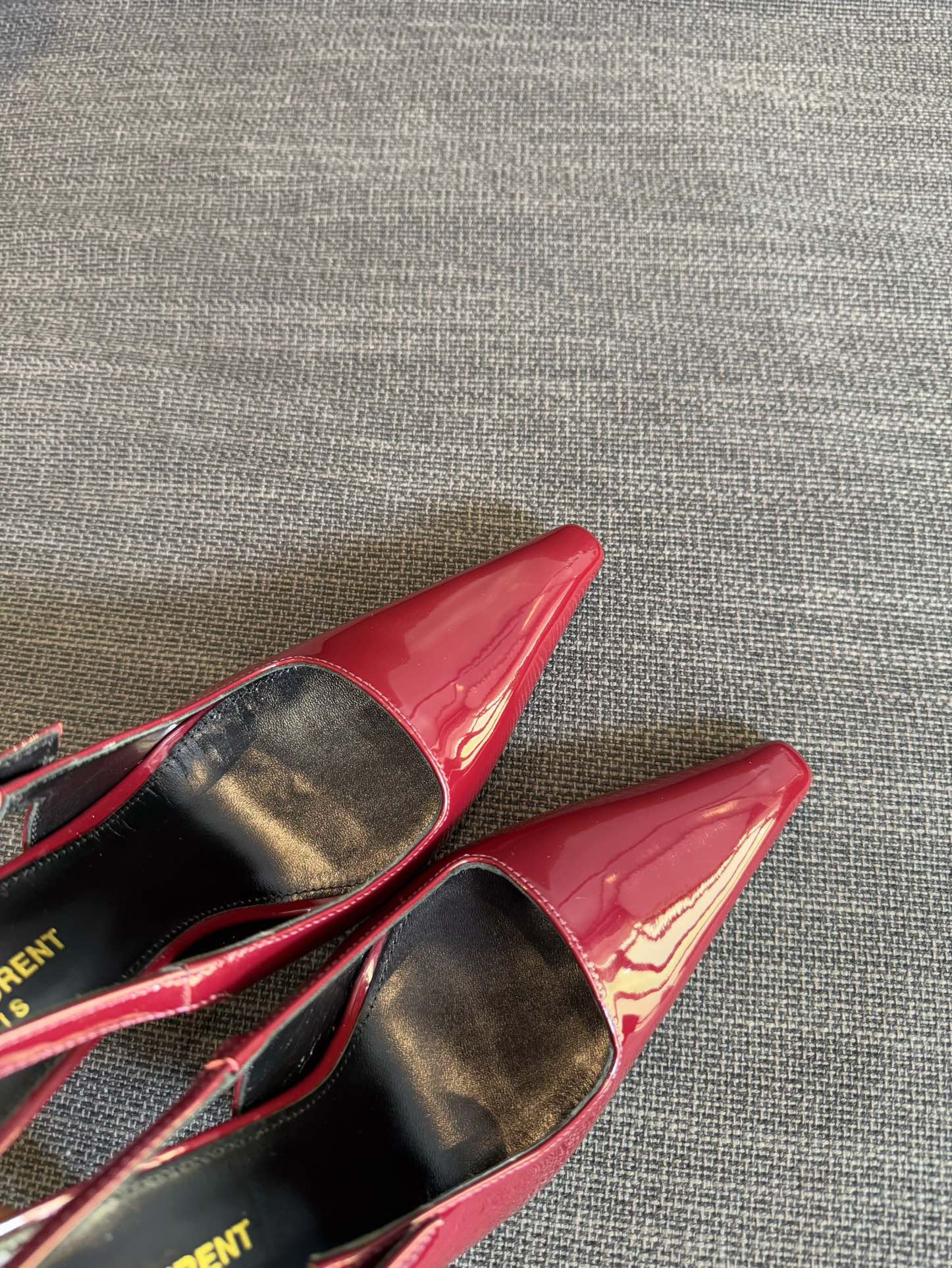 YSL 26S HEELED SLINGBACKS 100 MM IN DARK RED CALFSKIN