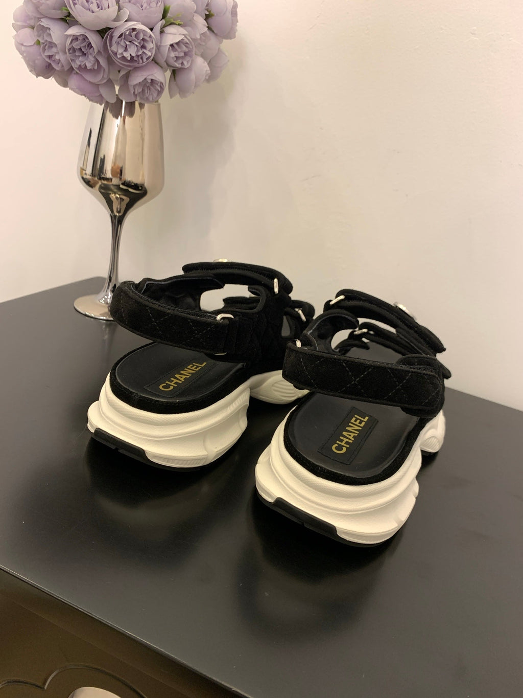 SANDAL 25S IN BLACK SUEDE FABRIC
