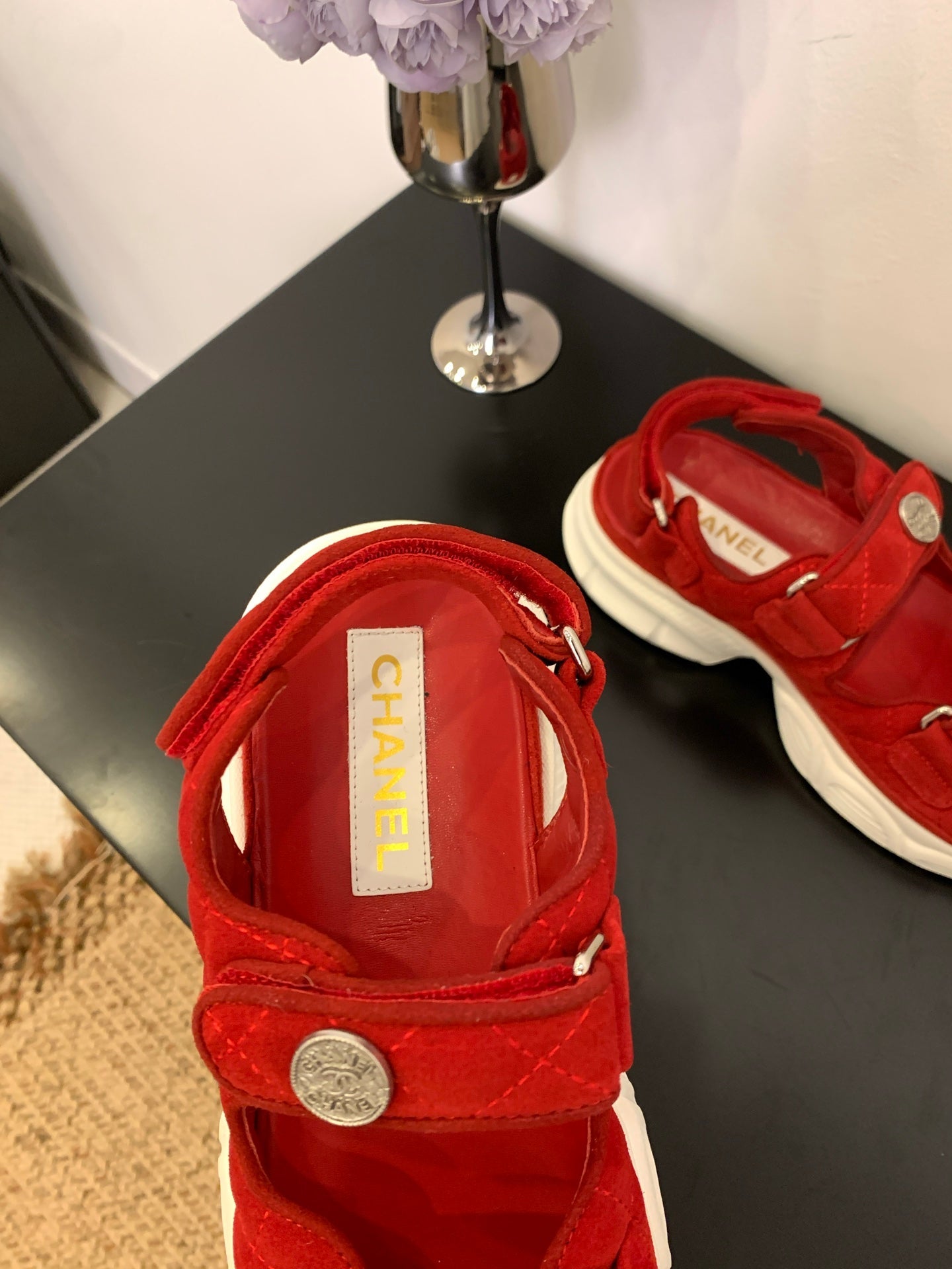 SANDAL 25S IN RED SUEDE FABRIC